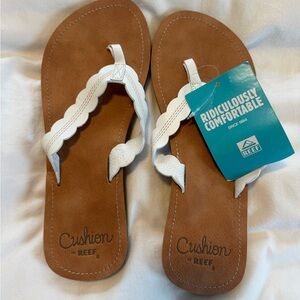 Reef Cushion Celine Sandals in Brown and White